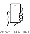 一隻手拿著智慧型手機的黑白插圖 143791821