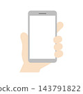 拿著智能手機的手的例證材料 143791822