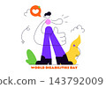 World Disabilities Day Vector Illustration Featuring Inclusive Woman, Accessibility Awareness, Disability Rights, Empowerment, and Equal Opportunity 143792009