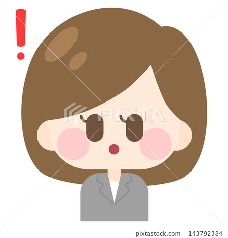 一位留著波波頭、身穿西裝的女士(感嘆號) 一位留著波波頭、身穿西裝的女士(感嘆號) 143792384
