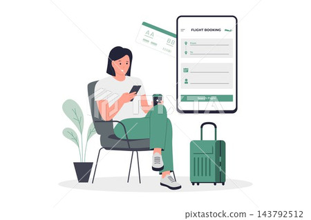 Vector of Mobile Flight Booking for Travelers Vector of Mobile Flight Booking for Travelers 143792512