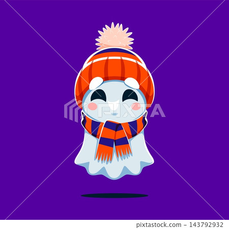 Cute kawaii ghost in hat with scarf for Halloween Cute kawaii ghost in hat with scarf for Halloween 143792932