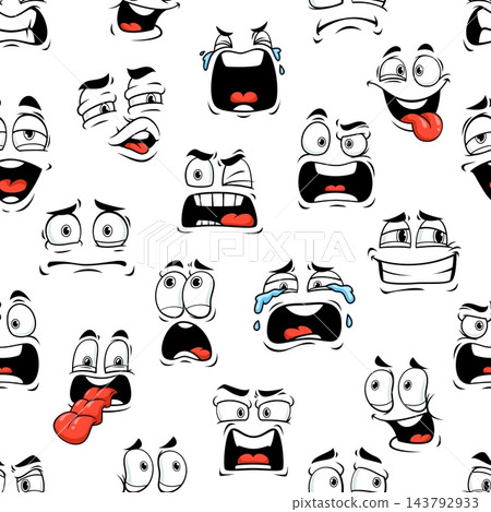 Happy, sad and grumpy faces expressions pattern Happy, sad and grumpy faces expressions pattern 143792933