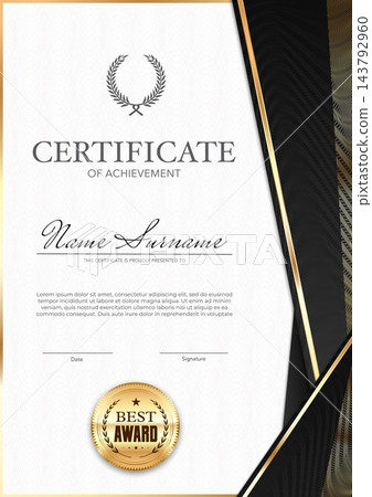 Award diploma certificate template in gold frame Award diploma certificate template in gold frame 143792960