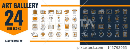 Museum and art gallery exhibition icons set 143792963