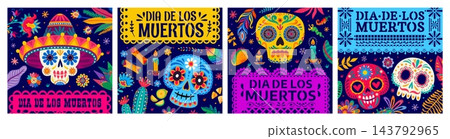 Day of Dead Mexican dia de muertos holiday banner Day of Dead Mexican dia de muertos holiday banner 143792965