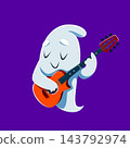 Cartoon kawaii cute ghost character playing guitar 143792974