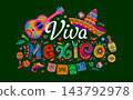 Viva Mexico holiday banner with Mexican lettering 143792978