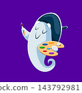 Kawaii ghost with paint palette, painter character 143792981