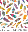 Boho and ethnic native bird feathers pattern 143792982