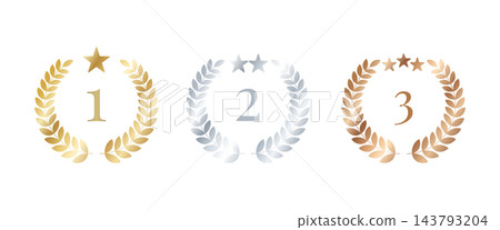 金、銀、銅三色月桂花環分別代表第一名、第二名和第三名——一組三個,用於頒獎和排名。 金、銀、銅三色月桂花環分別代表第一名、第二名和第三名——一組三個,用於頒獎和排名。 143793204