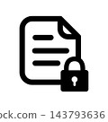 黑白圖示表示一份鎖著的文件－保護機密文件和個人資訊 143793636