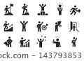 Set of black success and achievement pictograms and icons 143793853