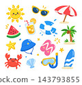 Cute Summer Icons Vector Set 143793855