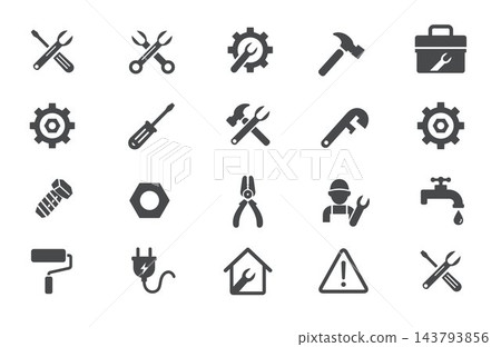 Set of repair and maintenance tools flat icons Set of repair and maintenance tools flat icons 143793856