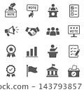 Election and voting icons set on white background 143793857