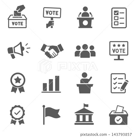 Election and voting icons set on white background Election and voting icons set on white background 143793857