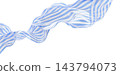 Blue and white striped sheer fabric flowing isolated on white background with copy space design for summer fashion banner 3D render 143794073