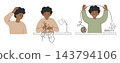 Black Man Problem Solving Process Set. Untangling Chaos into Order. Mental Clarity and Progress. Isolated Flat Minimalist Vector Illustrations. Finding Solution and Organizing Complexity Concept. 143794106