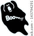 一幅黑色幽靈的插圖，上面寫著「Boom」。 143794291