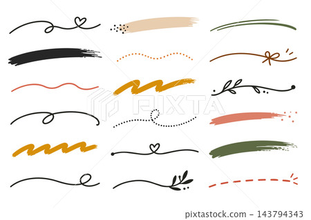 Handdrawn Brush Strokes and Decorative Lines Set Handdrawn Brush Strokes and Decorative Lines Set 143794343