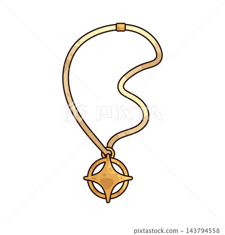 Illustration of Golden Star Pendant Necklace Illustration of Golden Star Pendant Necklace 143794558