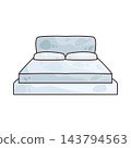 Illustration of White Bed with Pillows 143794563