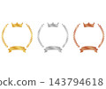 A ranking frame set featuring gold, silver, and bronze laurel wreaths and crowns, perfect for 1st, 2nd, and 3rd place winners on e-commerce sites, as well as award ceremonies and lavish displays. 143794618