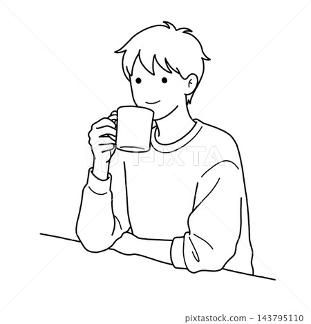 A man drinking coffee (black and white) A man drinking coffee (black and white) 143795110