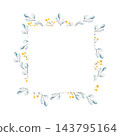 Watercolor blue eucalyptus branch and gold berries frame, logo, isolated on background. Hand drawn winter botanical Christmas greeting card. Detailed realistic yellow berry branches collection for mod 143795164