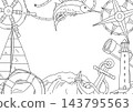 Nautical line symbols card. Travel and tourism background. Retro style conceptual illustration. 143795563