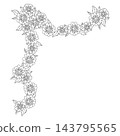 Flower garland with linear daisy. Corner with beautiful decorative summer flowers. 143795565