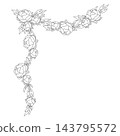 Flower garland with linear peony. Corner with beautiful decorative summer flowers. 143795572