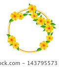 Flower frame with daisy. Circle with beautiful decorative summer flowers. 143795573