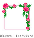 Flower frame with peony. Banner with beautiful decorative summer flowers. 143795578
