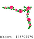 Flower garland with peony. Decor with beautiful decorative summer flowers. 143795579