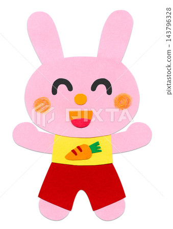 Cute rabbit collage character illustration / in a victory pose 143796328