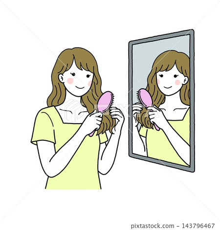 女人整理頭髮 女人整理頭髮 143796467