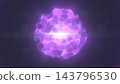 Abstract purple glowing energy orb with luminous fluid layers, bright central flare, and dark cosmic background. 143796530