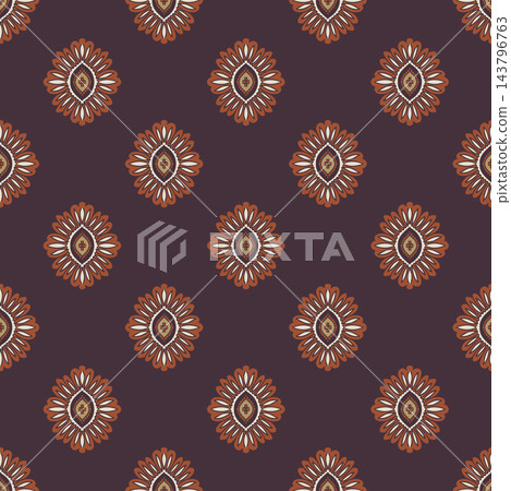 Plum Terracotta Folk Medallion Foulard Pattern Plum Terracotta Folk Medallion Foulard Pattern 143796763