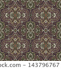 Plum Olive Ornate Damask Medallion Pattern 143796767