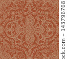 Terracotta Line Art Damask Pattern 143796768