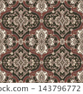 Dark Olive Brick Red Damask Pattern 143796772