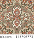 Beige Folk Damask Ornament Pattern 143796773