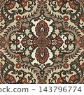 Terracotta Olive Folk Damask Medallion Pattern 143796774