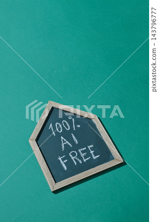 sign in the shape of a house and text 100% AI FREE sign in the shape of a house and text 100% AI FREE 143796777