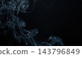 Abstract white smoke swirls floating on dark black background with copy space for funeral memorial condolence obituary death remembrance mourning loss 143796849