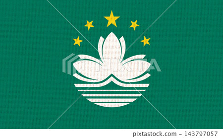 Illustration of the national flag of Macau. Macanese official flag on fabric Illustration of the national flag of Macau. Macanese official flag on fabric 143797057