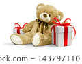 Adorable Teddy Bear with Gifts on transparent background 143797110