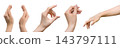 Various Female hands set showing open palm pinch pointing isolated on transparent 143797111
